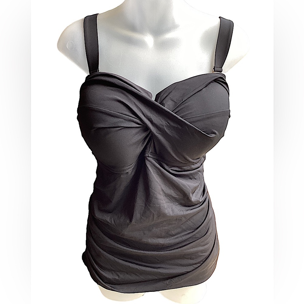 Anne Cole Black Twist Bandini Swim Top. B17